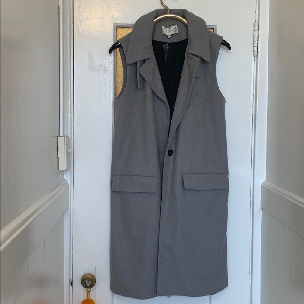 Grey Midi Vest Trench